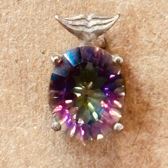 925 Sterling Silver Mystic Topaz Oval Stud Earrings w/Whale Tail - Picture 7 of 13